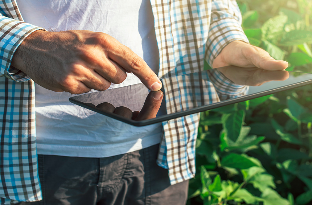 A Farmer Holding A Tablet
